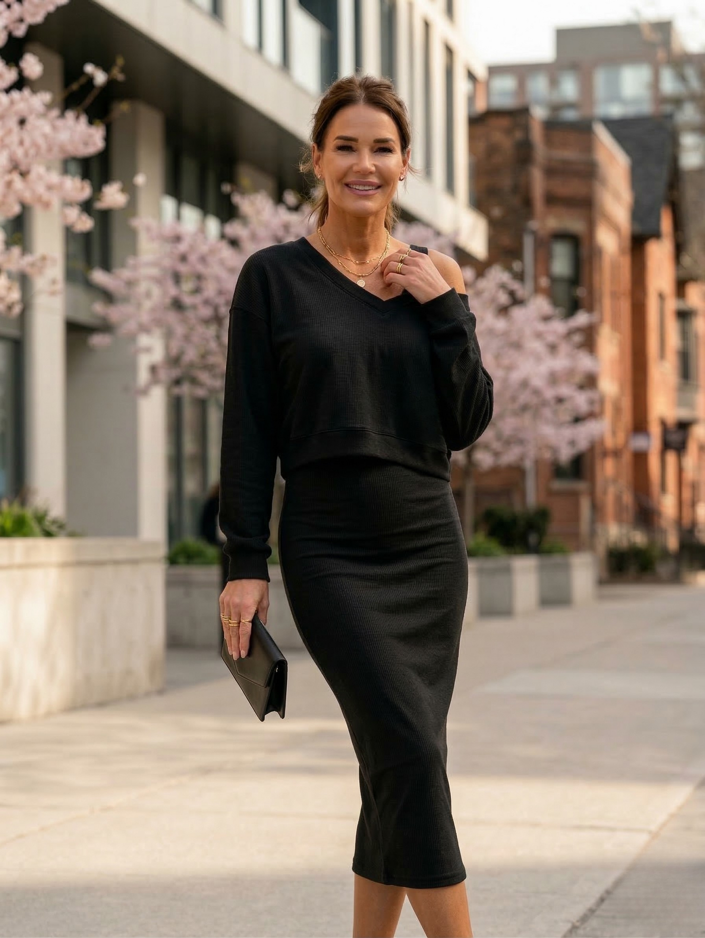 Isabella | Cropped Sweatshirt and Bodycon Midi Dress Set
