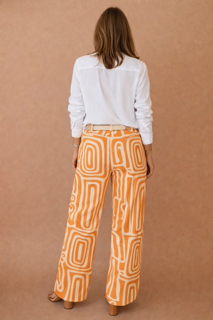 Dianne | Long Sleeve Shirt and Abstract Trouser Set | Belt Included