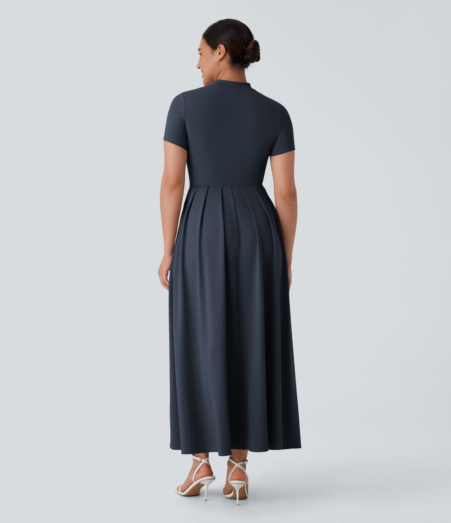 Mikaela | Mock-Neck Pleated Maxi Dress