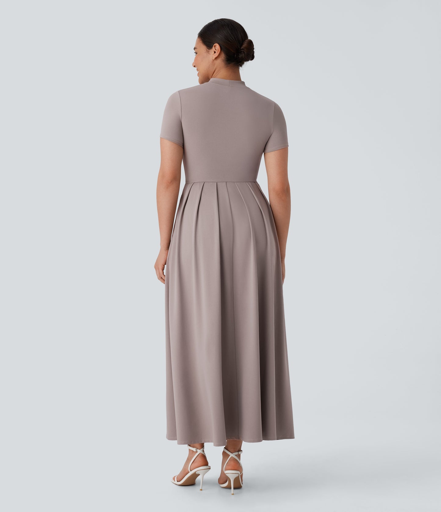 Mikaela | Mock-Neck Pleated Maxi Dress