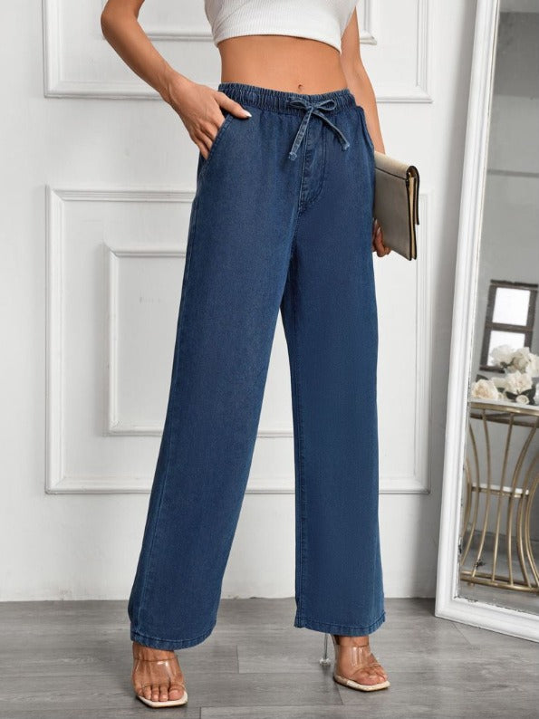 Harper | Wide-Leg Drawstring Denim Pants