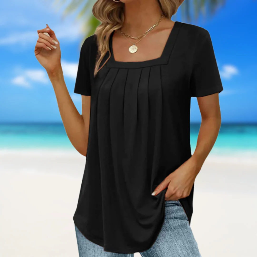 Avalyn | Square-Neck Pleated Blouse