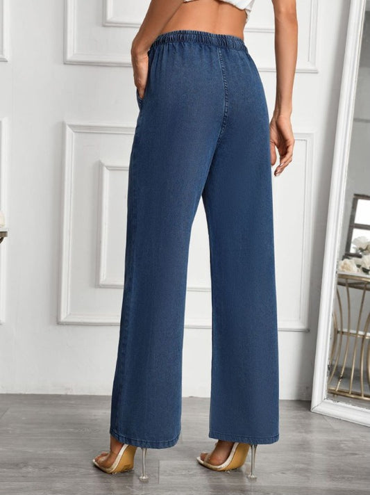 Harper | Wide-Leg Drawstring Denim Pants