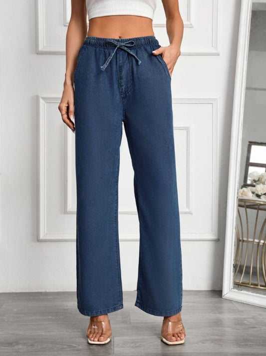 Harper | Wide-Leg Drawstring Denim Pants
