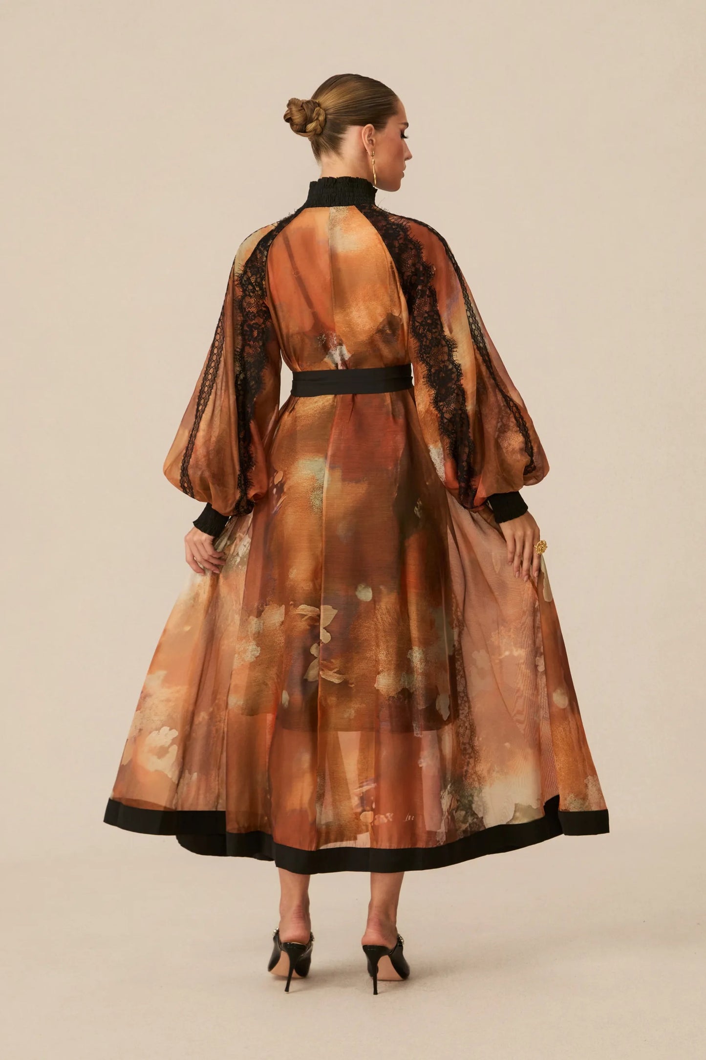 Isabella | Lace-Trimmed Organza Maxi Dress
