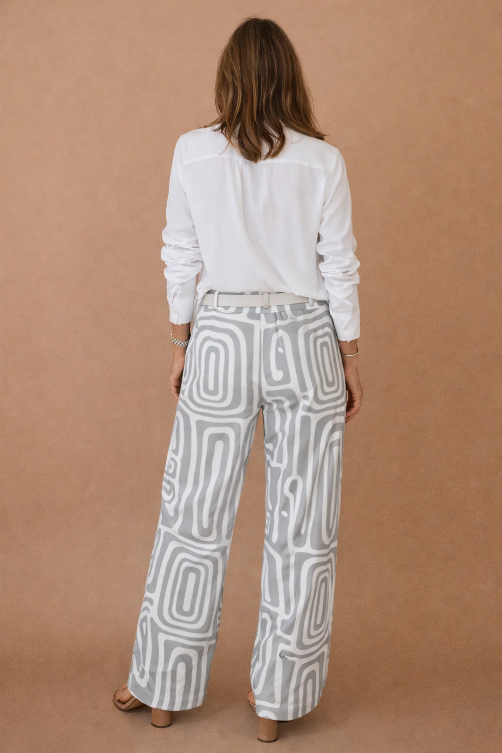 Dianne | Long Sleeve Shirt and Abstract Trouser Set | Belt Included