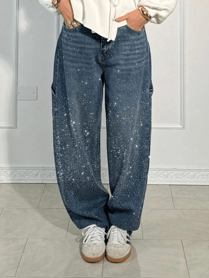 Julia | Rhinestone Embellished Wide-Leg Jeans