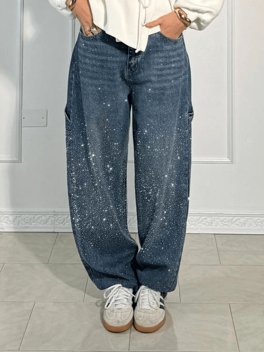 Julia | Rhinestone Embellished Wide-Leg Jeans