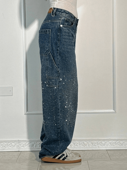 Julia | Rhinestone Embellished Wide-Leg Jeans