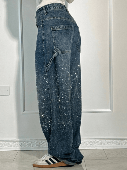 Julia | Rhinestone Embellished Wide-Leg Jeans