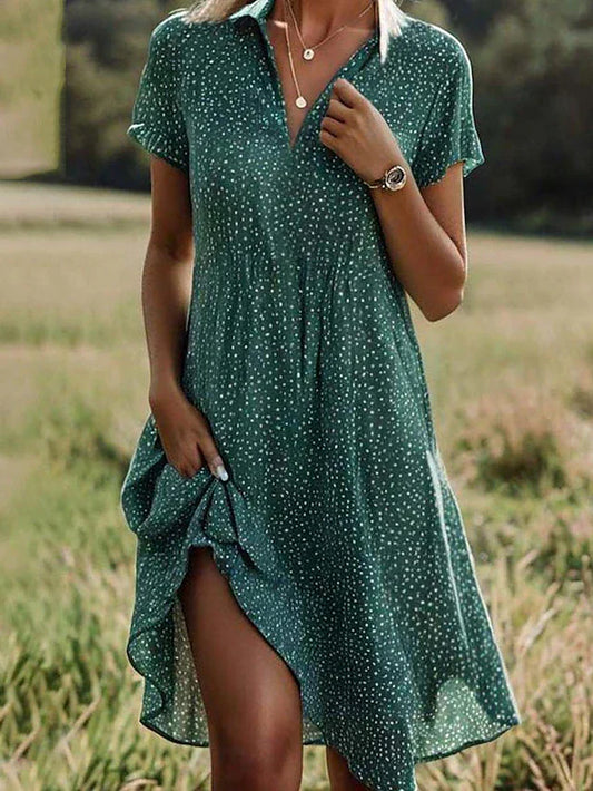 Amelia | Polka Dot Collared Midi Dress