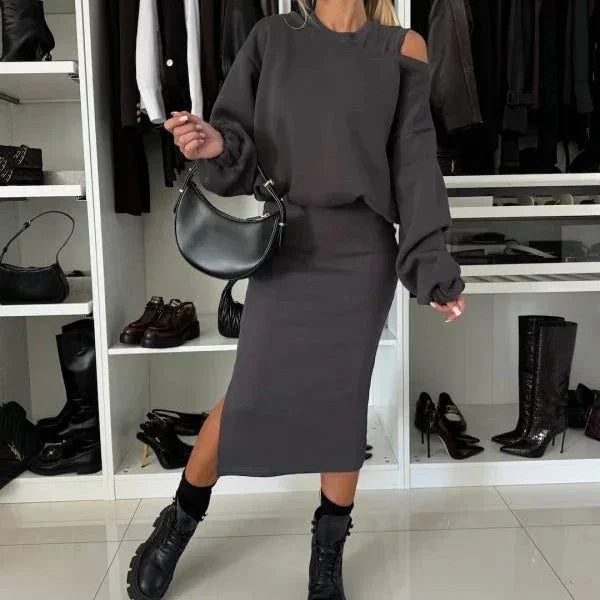 Mirella | Cropped Sweater and Midi Dress Set