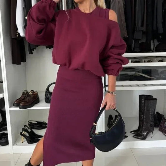 Mirella | Cropped Sweater and Midi Dress Set