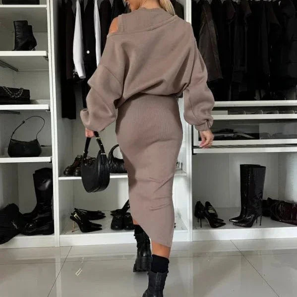 Mirella | Cropped Sweater and Midi Dress Set