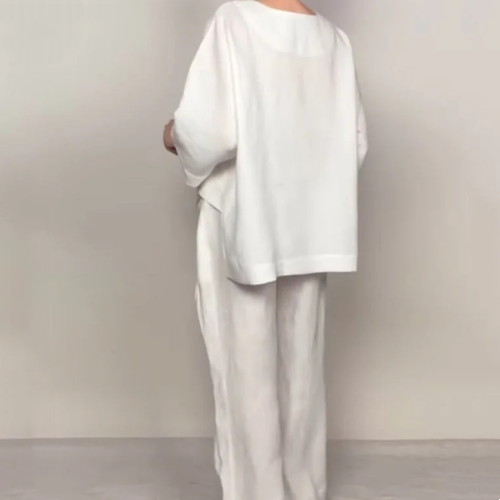 Claire | V-Neck Flowy Top and Wide-Leg Pants Set