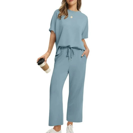 Jayda | Half-Sleeved Top and Wide-Leg Pants Set