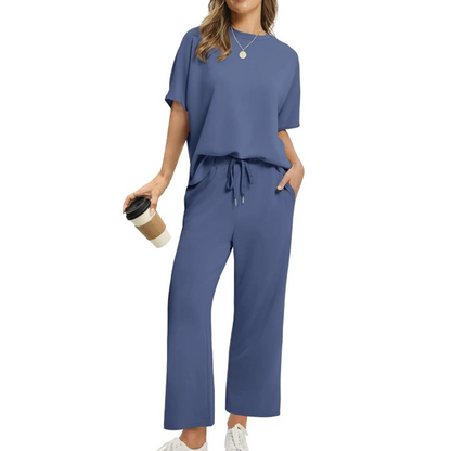 Jayda | Half-Sleeved Top and Wide-Leg Pants Set