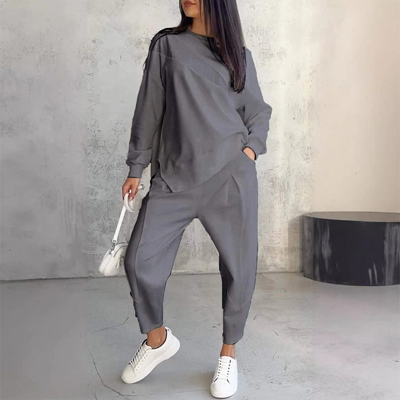 Ava | Asymmetrical Sweatshirt and Pants Set