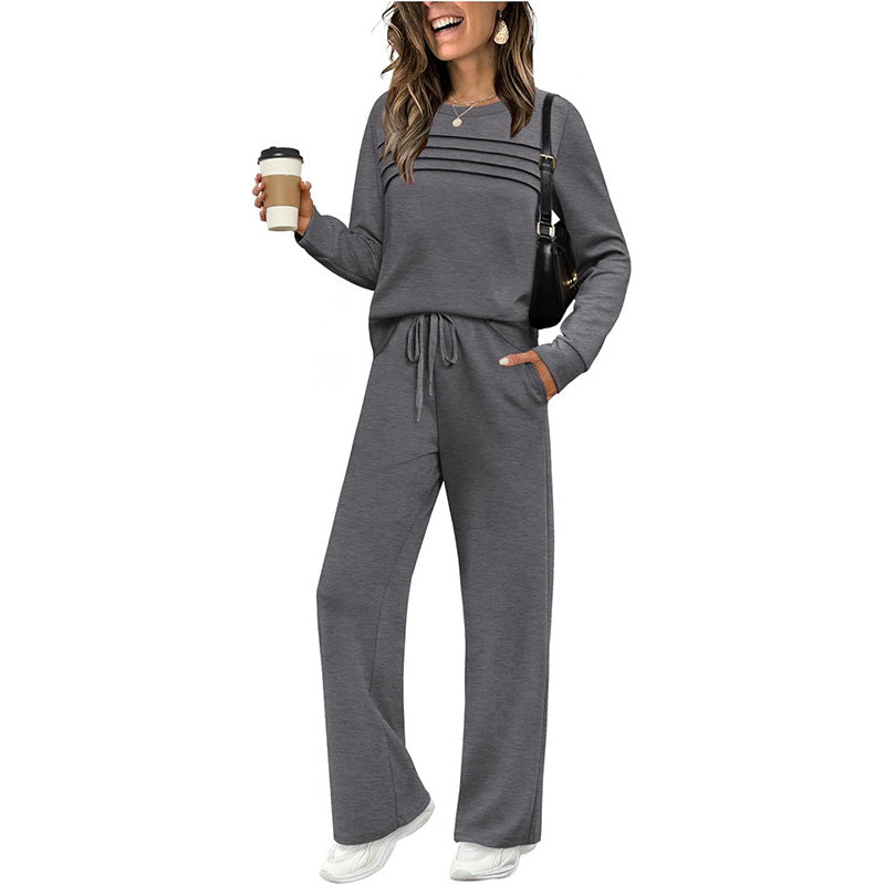 Helena | Crew Neck Sweater and Drawstring Pants Set