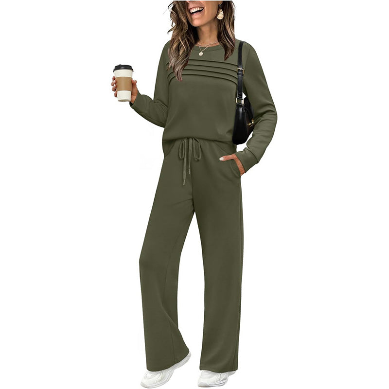 Helena | Crew Neck Sweater and Drawstring Pants Set