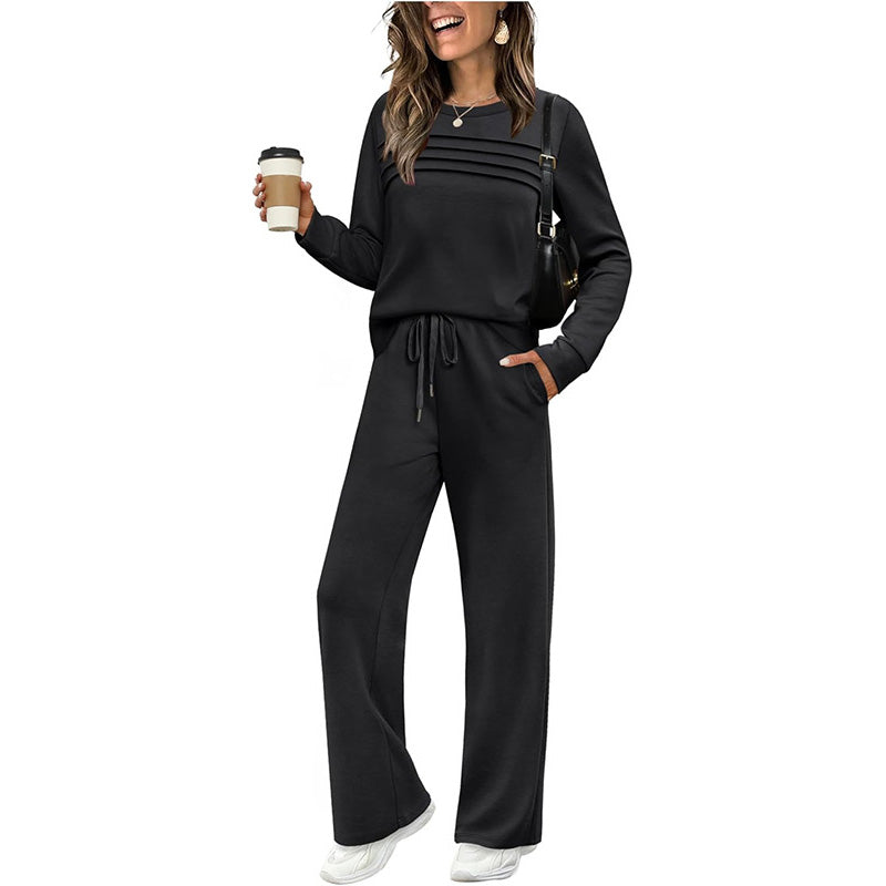 Helena | Crew Neck Sweater and Drawstring Pants Set