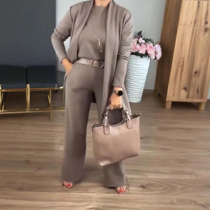 Elena | Longline Cardigan, Top, and Trouser Set