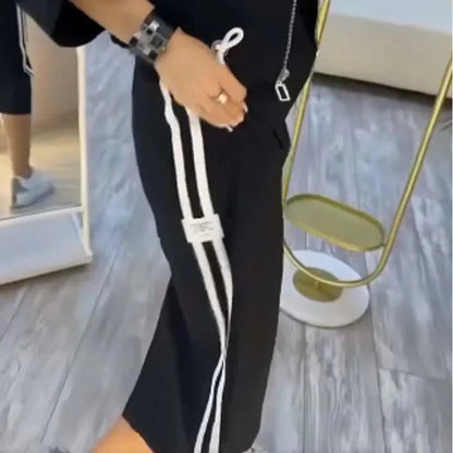 Serena | Striped Zip-Up Jacket and Midi Dress Set