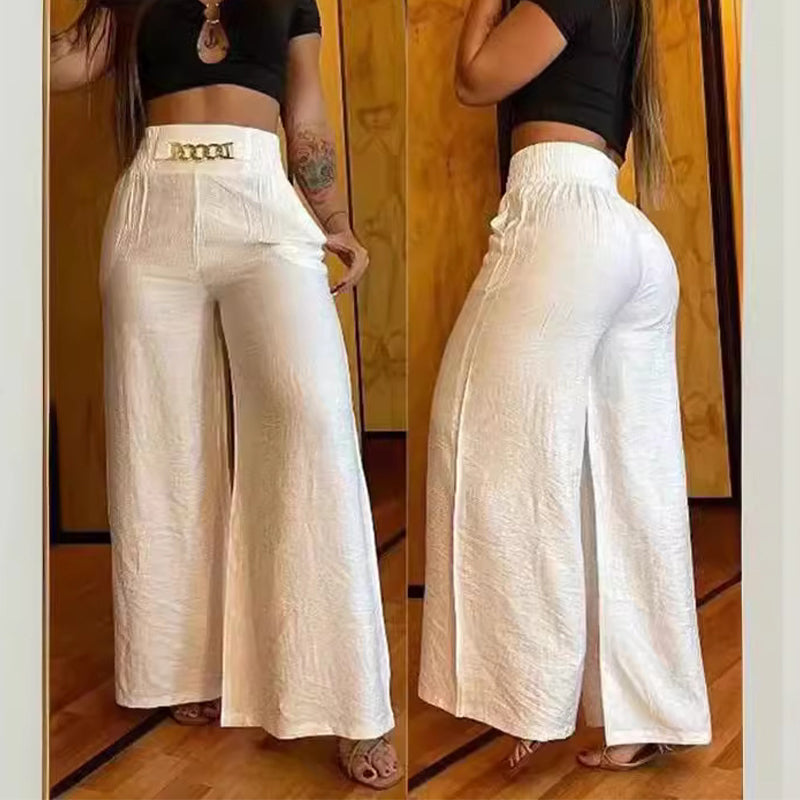 Elyssa | Chain-Detail Wide-Leg Trousers