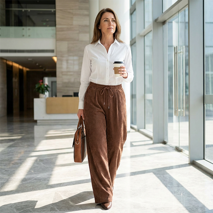 Jillian | Corduroy Wide-Leg Drawstring Pants