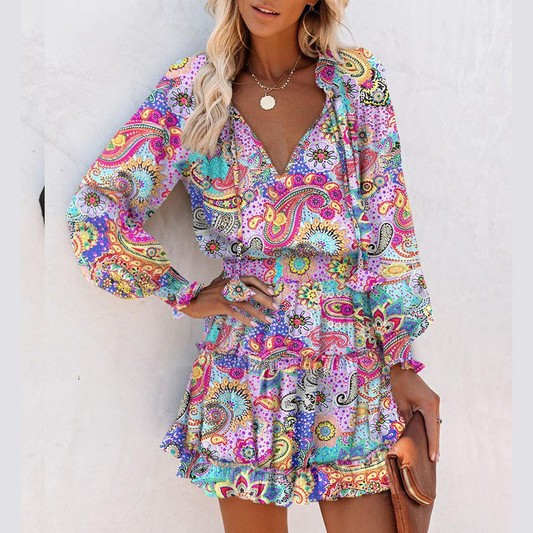 Aurora | Tiered Long-Sleeve Mini Dress