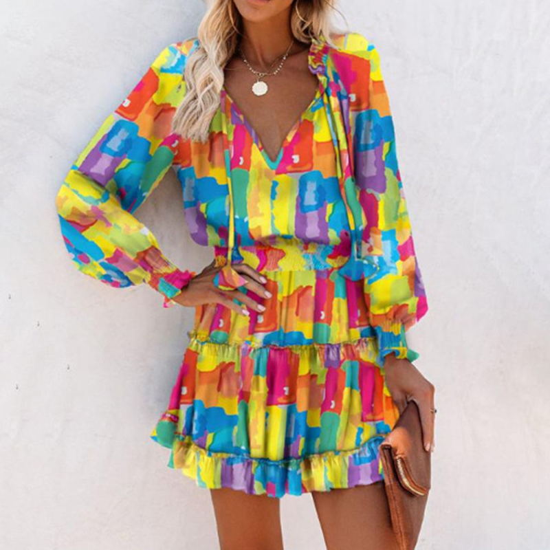Aurora | Tiered Long-Sleeve Mini Dress