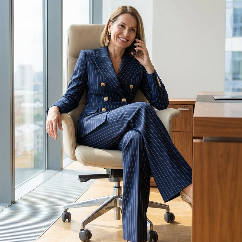 Marianne | Pinstripe Double-Breasted Power Suit